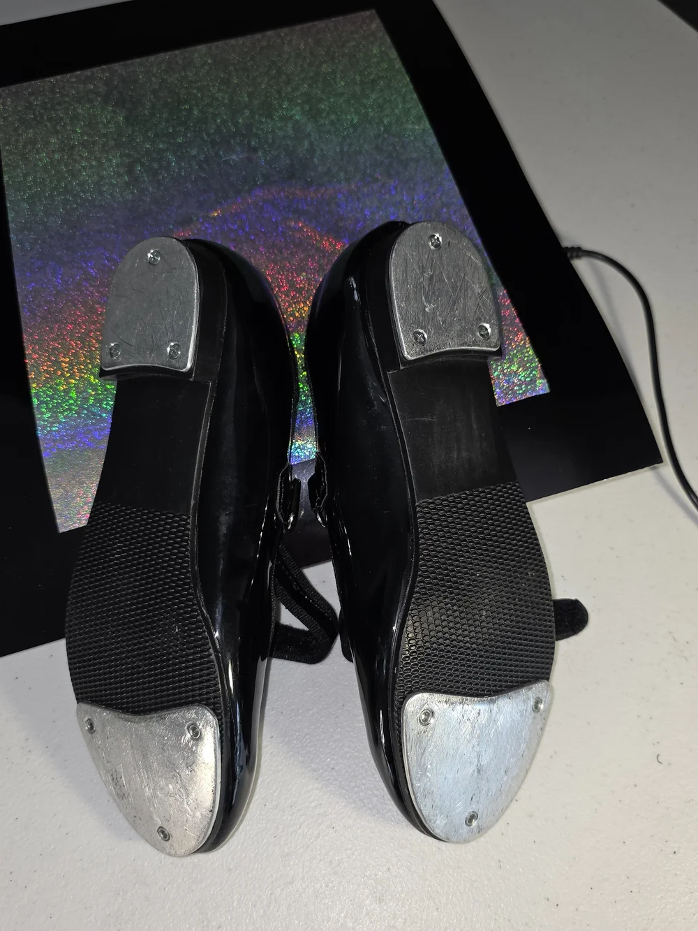 Black Patent Mary/ Molly Jane Tap Dance Jazz Shoes Adj. Strap Big Girl Sz 2.5